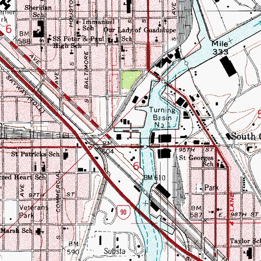 Topographic Map of Howard Slip, IL