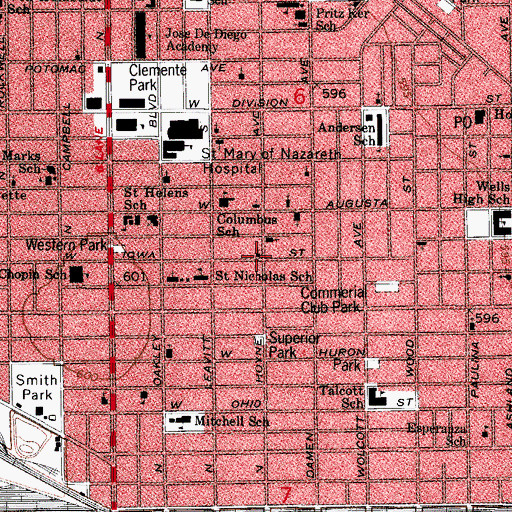 Topographic Map of Hoyne Avenue Wesleyan Church, IL