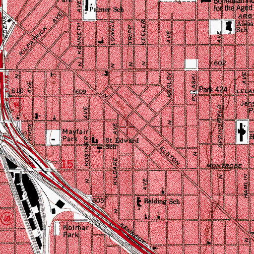 Topographic Map of Humboldt Park Spanish Congregation Jehovahs Witnesses, IL