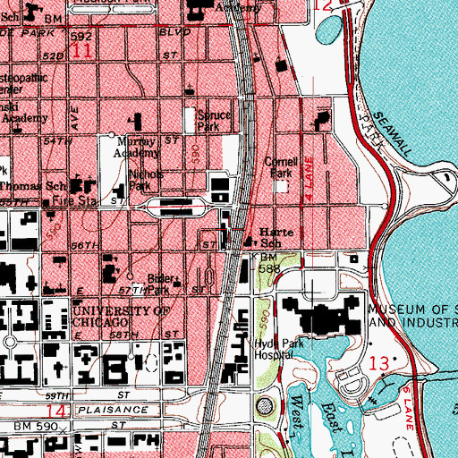 Topographic Map of Hyde Park Historical Society Museum, IL