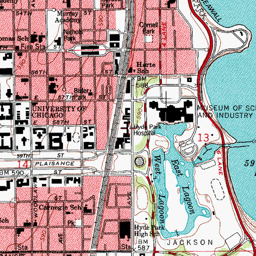 Topographic Map of Hyde Park Hospital, IL