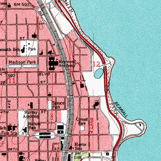 Topographic Map of Hyde Park Tower, IL