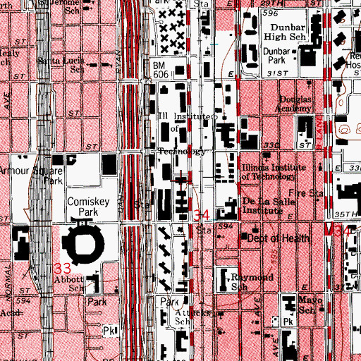 Topographic Map of S R Crown Hall, IL