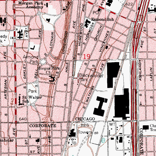 Topographic Map of Sacred Heart Catholic Church, IL