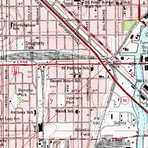 Topographic Map of Sacred Heart Catholic Church, IL