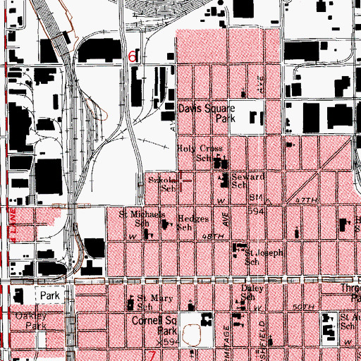 Topographic Map of Sacred Heart School, IL