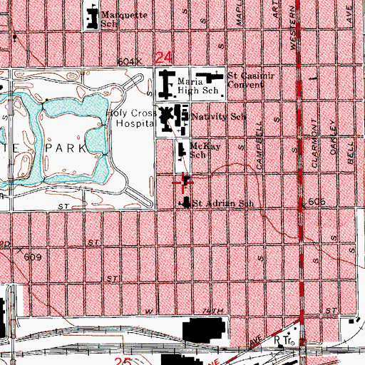Topographic Map of Saint Adrians Roman Catholic Church, IL