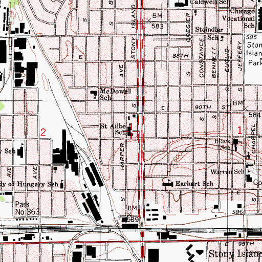 Topographic Map of Saint Ailbes Hall, IL