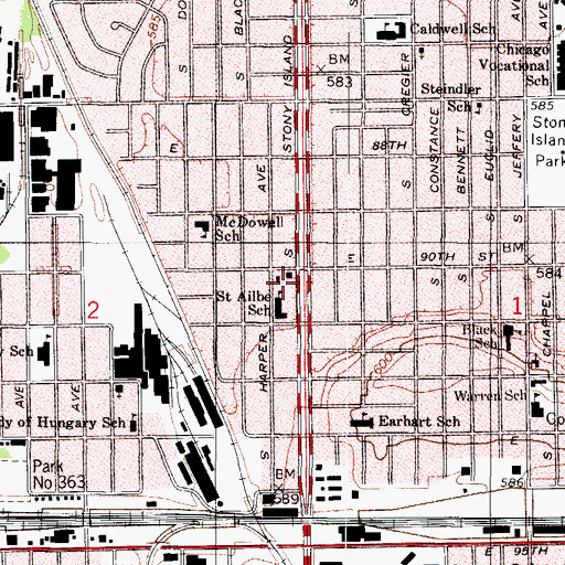 Topographic Map of Saint Ailbes Roman Catholic Church, IL