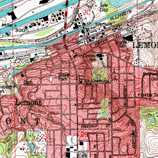 Topographic Map of Saint Alphonsus Catholic Church, IL