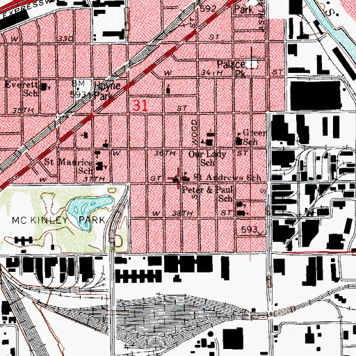 Topographic Map of Saint Andrew Lutheran Church, IL