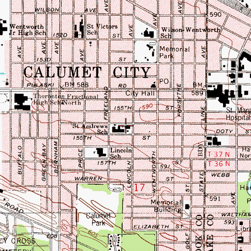 Topographic Map of Saint Andrew the Apostle Church, IL
