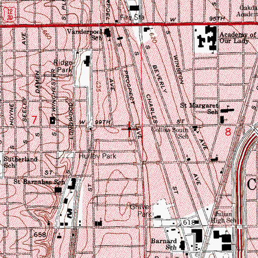 Topographic Map of Saint Andrews-Cheney Memorial Reformed Episcopal Church, IL