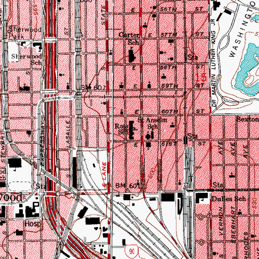 Topographic Map of Saint Anselm School, IL