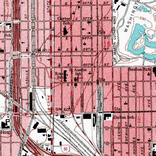Topographic Map of Saint Anselms Convent, IL