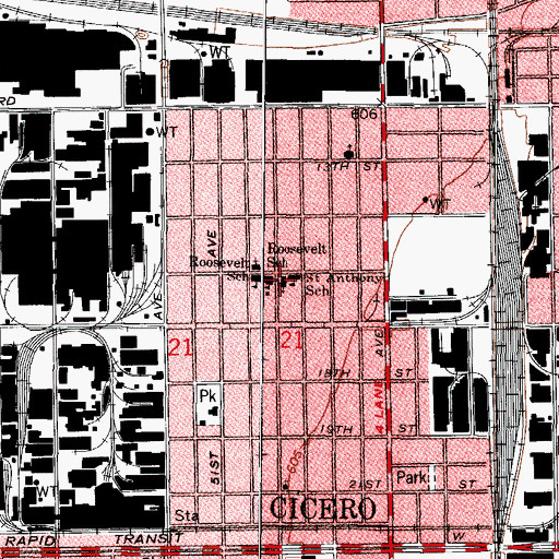 Topographic Map of Saint Anthony Catholic Church, IL