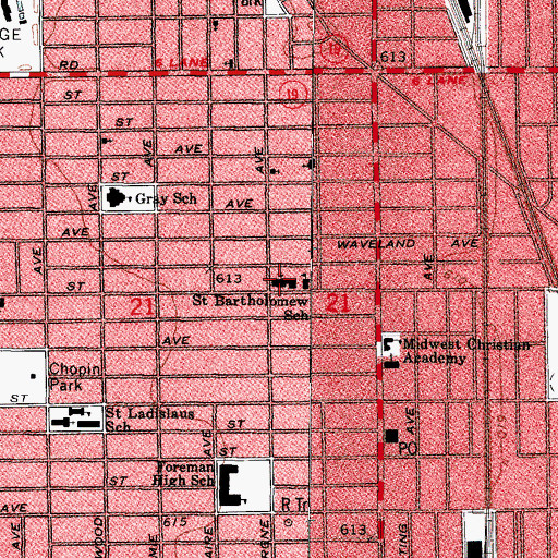 Topographic Map of Saint Bartholomews Roman Catholic Church, IL