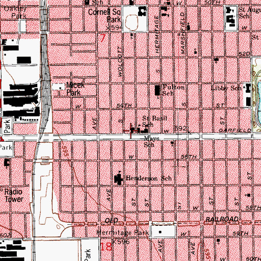 Topographic Map of Saint Basils Rectory, IL