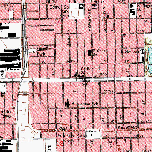 Topographic Map of Saint Basils Roman Catholic Church, IL