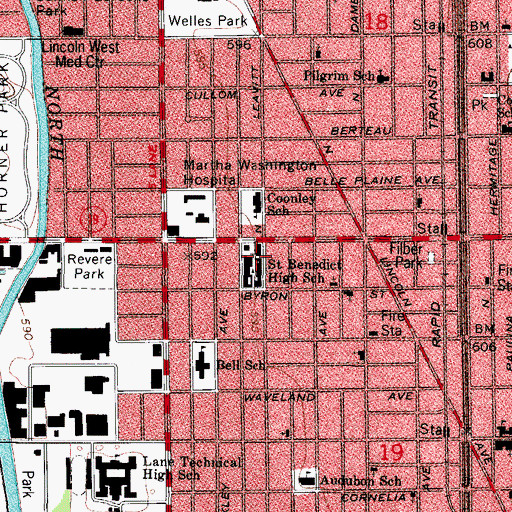 Topographic Map of Saint Benedict Grade School, IL