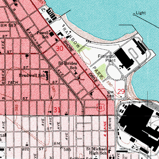 Topographic Map of Saint Brides Roman Catholic Church, IL