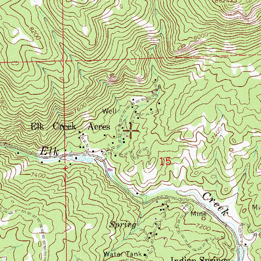 Topographic Map of Elk Creek Acres, CO