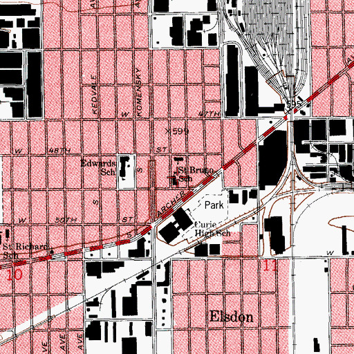 Topographic Map of Saint Bruno School, IL