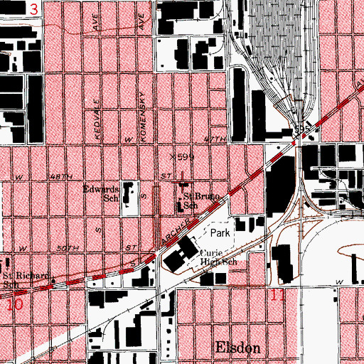 Topographic Map of Saint Brunos Roman Catholic Church, IL