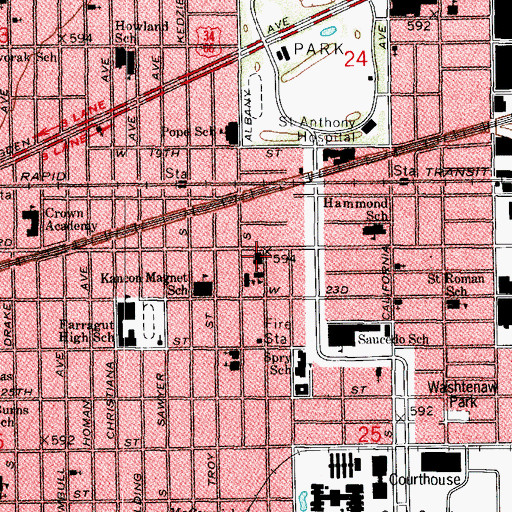 Topographic Map of Saint Casimir Roman Catholic Church, IL