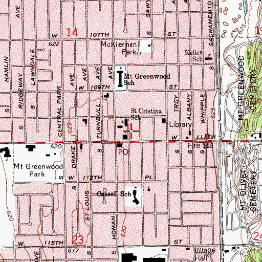 Topographic Map of Saint Christinas Convent, IL