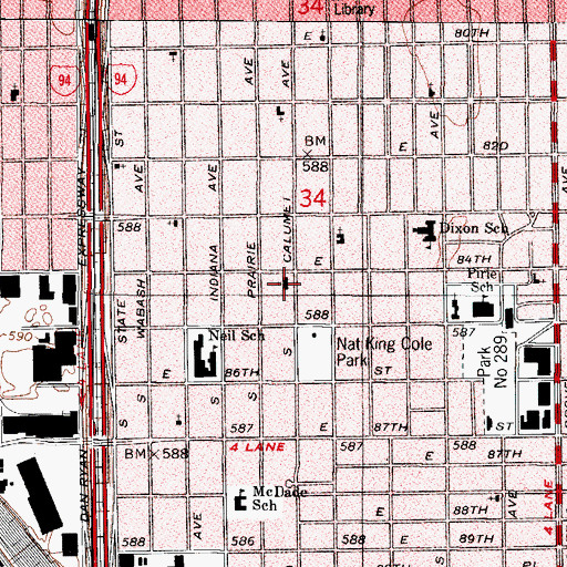 Topographic Map of Saint Clotildes Roman Catholic Church, IL
