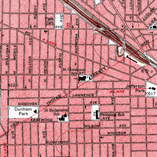 Topographic Map of Saint Constance Catholic Church, IL