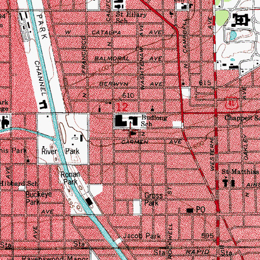 Topographic Map of Saint Demetrios Greek Orthodox Church, IL