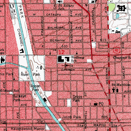 Topographic Map of Saint Demetrios Greek Orthodox School, IL