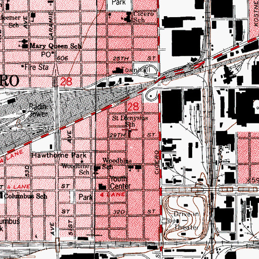 Topographic Map of Saint Dionysius School, IL