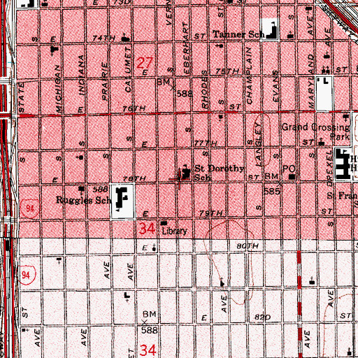 Topographic Map of Saint Dorothy Church, IL