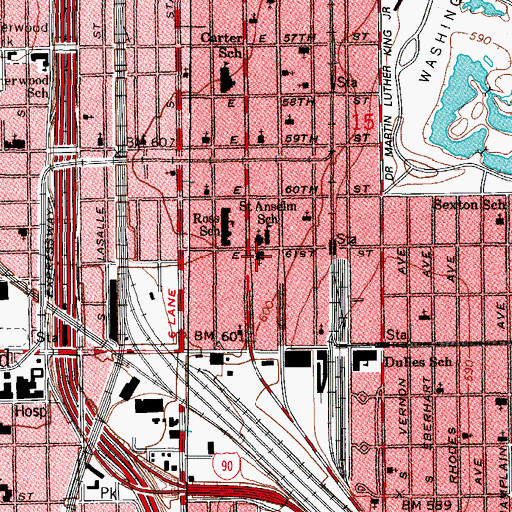 Topographic Map of Saint Edmunds Episcopal Church, IL