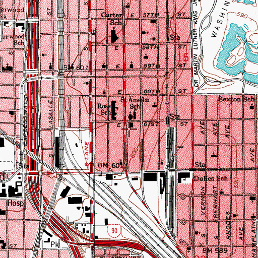 Topographic Map of Saint Edmunds Episcopal Parochial School, IL