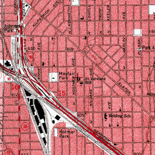 Topographic Map of Saint Edwards Roman Catholic Church, IL