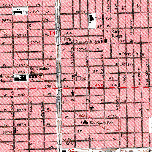 Topographic Map of Saint Elizabeths Episcopal Church, IL