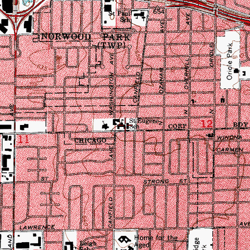 Topographic Map of Saint Eugene Parish Center, IL