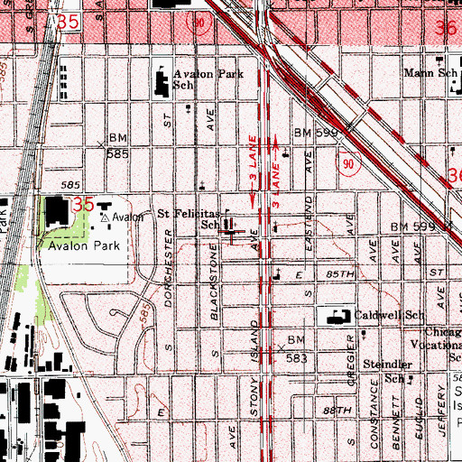 Topographic Map of Saint Felicitas Roman Catholic Church, IL