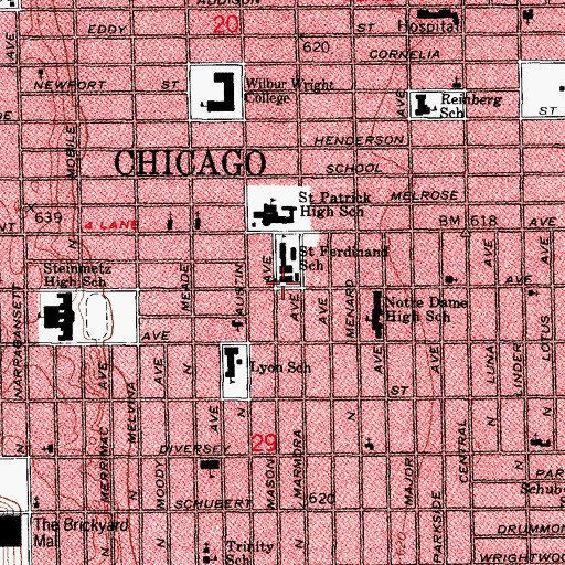 Topographic Map of Saint Ferdinand Roman Catholic Church, IL