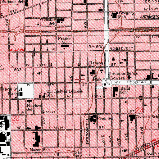 Topographic Map of Saint Finbarr Catholic Church (historical), IL