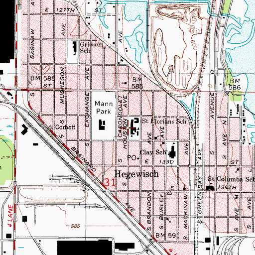 Topographic Map of Saint Florian Catholic Church, IL