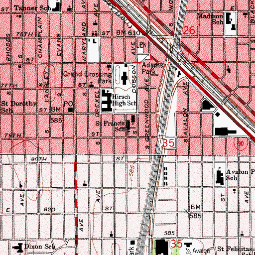 Topographic Map of Saint Francis School, IL