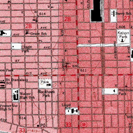 Topographic Map of Saint Genevieve School, IL