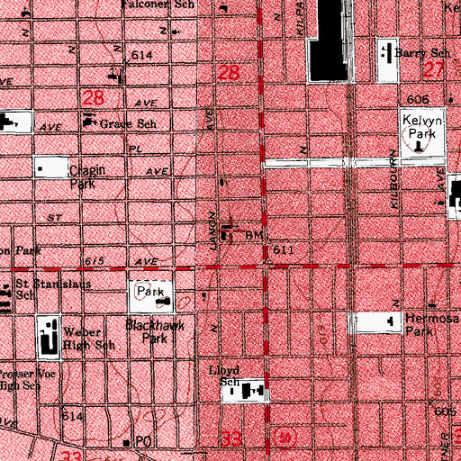 Topographic Map of Saint Genevieves Roman Catholic Church, IL