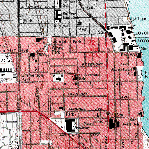 Topographic Map of Saint Gertrude School, IL