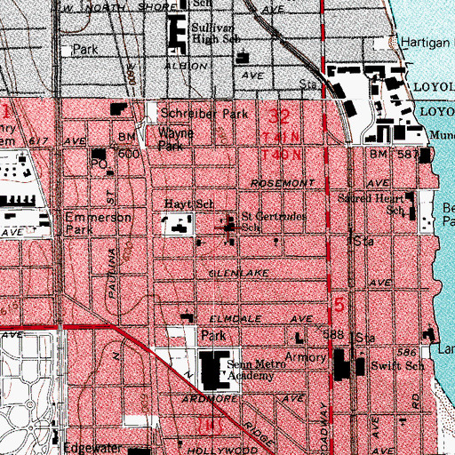 Topographic Map of Saint Gertrudes Roman Catholic Church, IL